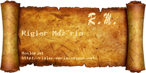 Rigler Mária névjegykártya
