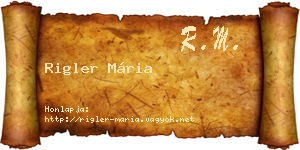Rigler Mária névjegykártya